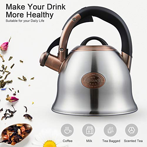 LUXGRACE Tea Kettle -2.2 Quart Tea Kettles Stovetop Whistling Teapot Stainless Steel Tea Pots for Stove Top Whistle Tea Pot - Image 2