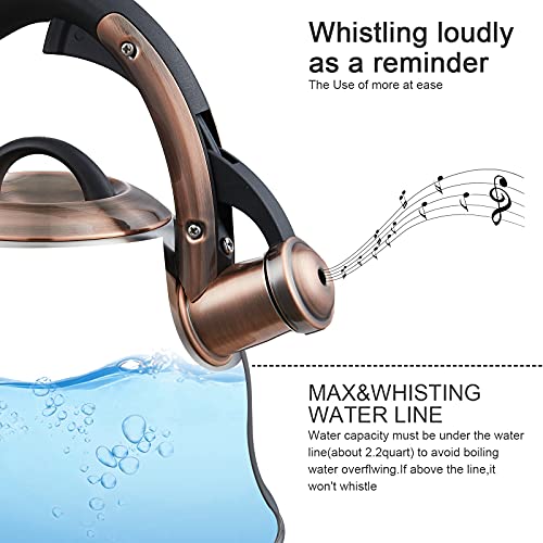 LUXGRACE Tea Kettle -2.2 Quart Tea Kettles Stovetop Whistling Teapot Stainless Steel Tea Pots for Stove Top Whistle Tea Pot - Image 4