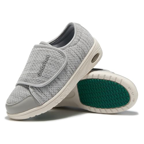 GudaFoot Women's Diabetic Shoes Easy Put on with Adjustable Lightweight for Edema Plantar Fasciitis Bunions Arthritis Neuropathy Wide Width Swollen Feet Bottom Fattening and Widening Elderly Shoes Grey,6.5 - Image 1