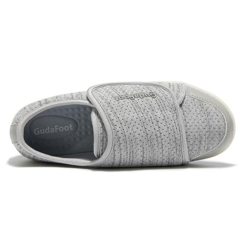 GudaFoot Women's Diabetic Shoes Easy Put on with Adjustable Lightweight for Edema Plantar Fasciitis Bunions Arthritis Neuropathy Wide Width Swollen Feet Bottom Fattening and Widening Elderly Shoes Grey,6.5 - Image 3
