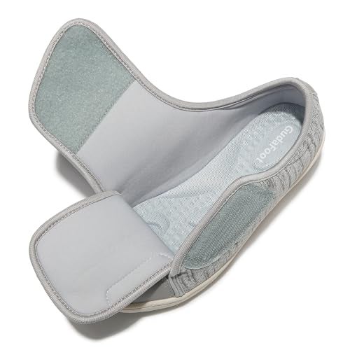 GudaFoot Women's Diabetic Shoes Easy Put on with Adjustable Lightweight for Edema Plantar Fasciitis Bunions Arthritis Neuropathy Wide Width Swollen Feet Bottom Fattening and Widening Elderly Shoes Grey,6.5 - Image 2