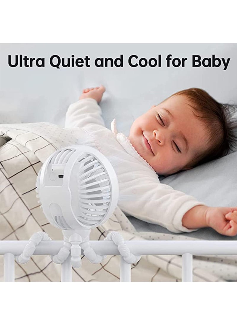 Captaintech Portable Fan Stroller Fan Car Seat Mini Fan Flexible Tripod Clip Fan with USB or Battery Power Work Camping Treadmill and Other Multi-scene Use. - Image 2