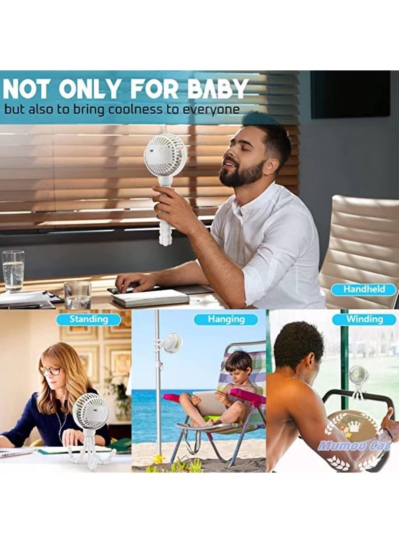 Captaintech Portable Fan Stroller Fan Car Seat Mini Fan Flexible Tripod Clip Fan with USB or Battery Power Work Camping Treadmill and Other Multi-scene Use. - Image 3