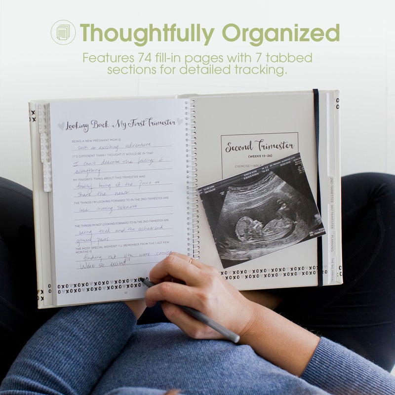 Pearhead My Pregnancy Journal - 74-Page Memory Book and Photo Album, Gender Neutral Planner for Expecting Moms, Includes Milestone Sections and Ultrasound Photo Insert - Image 5