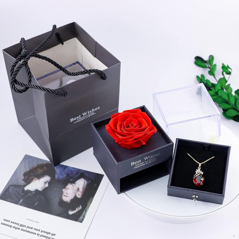 LIOTIZ LIOTIZ Gifts for GirlfriendWifeLoveMarriage for Wife Preserved Rose Flower with Heart NecklaceValentine Gift for GirlfriendCute Birthday Gift for Wife Special LoveAdult - Image 2