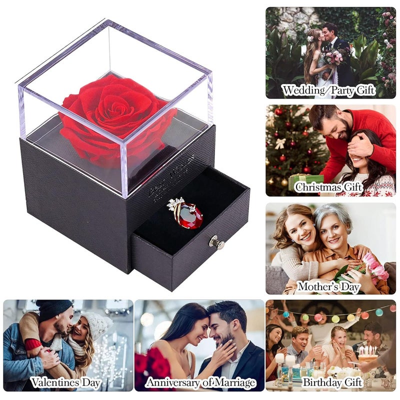 LIOTIZ LIOTIZ Gifts for GirlfriendWifeLoveMarriage for Wife Preserved Rose Flower with Heart NecklaceValentine Gift for GirlfriendCute Birthday Gift for Wife Special LoveAdult - Image 4