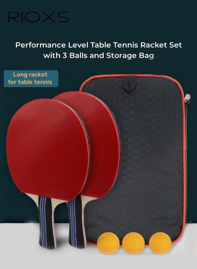 RIOXS Professional Table Tennis Racket, Straight-Grip Beginner Training Set 2 Rackets, 3 Balls with Storage Bag, 40mm Anti-Spin Rubber Table Tennis Blade - Image 2