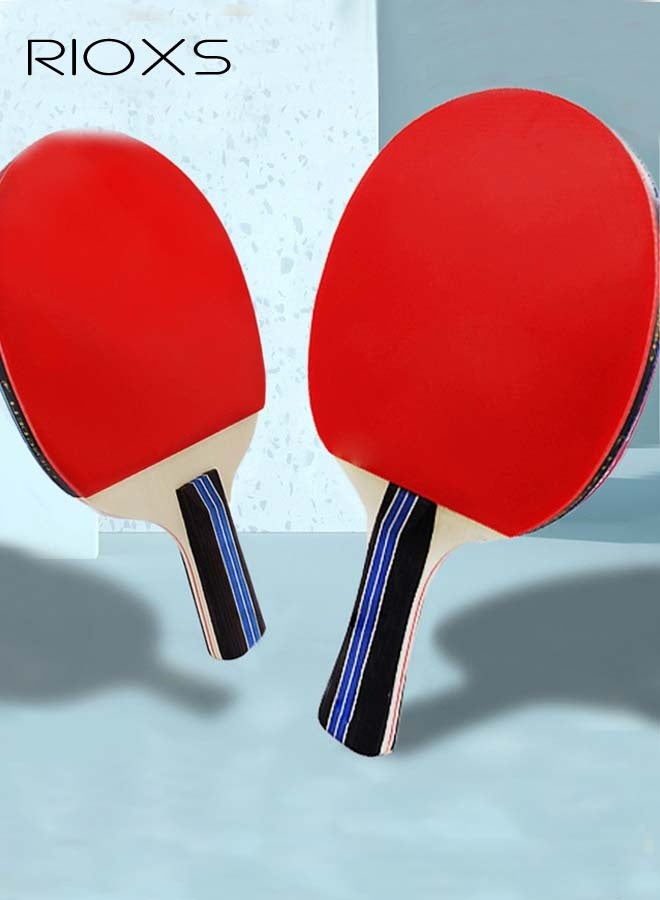 RIOXS Professional Table Tennis Racket, Straight-Grip Beginner Training Set 2 Rackets, 3 Balls with Storage Bag, 40mm Anti-Spin Rubber Table Tennis Blade - Image 1