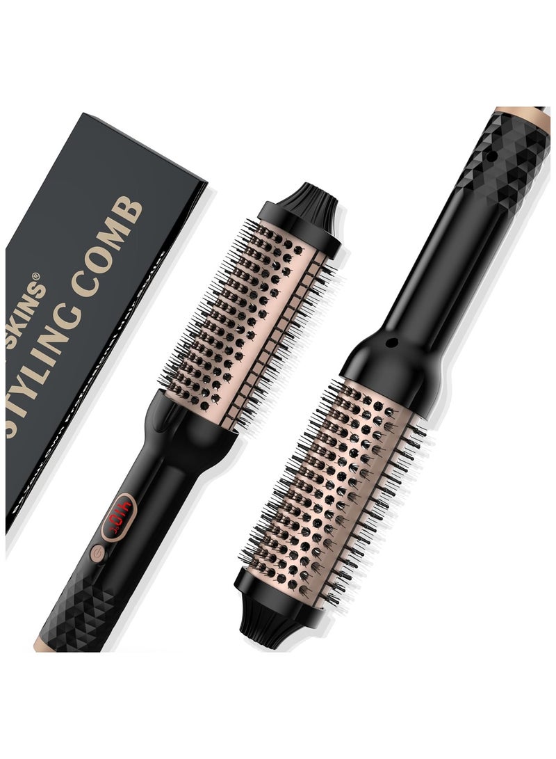 general Double PTC Thermal Brush 120-210°C, 38 mm Heated Hair Curler Brush Ionic Heated Comb Straightening Brush for Hair Curler Hair Straightener Women's Gift 3 in 1 Hot Brush - Image 1
