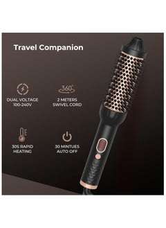 General Double PTC Thermal Brush 120-210°C, 38 mm Heated Hair Curler Brush Ionic Heated Comb Straightening Brush for Hair Curler Hair Straightener Women's Gift 3 in 1 Hot Brush  - Image 3