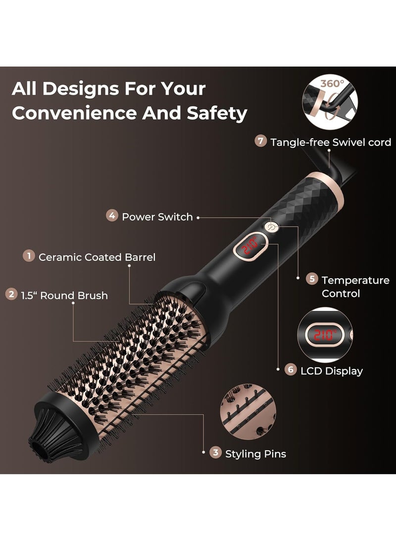 general Double PTC Thermal Brush 120-210°C, 38 mm Heated Hair Curler Brush Ionic Heated Comb Straightening Brush for Hair Curler Hair Straightener Women's Gift 3 in 1 Hot Brush - Image 2