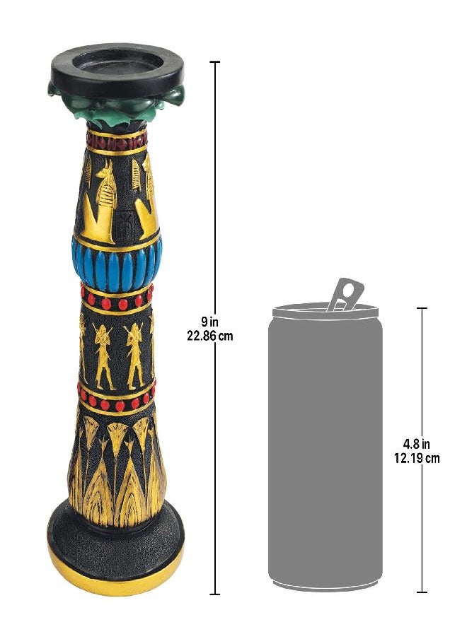 Design Toscano Design Toscano Temple of Luxor Rameses Egyptian Candlestick Candle Holder Statue, 9 Inch, Black and Gold  - Image 1