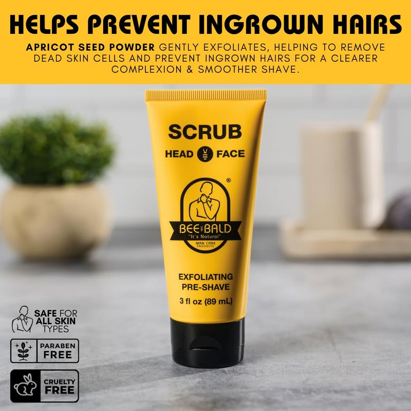 Bee Bald SCRUB Exfoliating Pre-Shave for Deep Cleans & Removing Pore Clogging Dirt, Oil & Dry Flaky Skin. Prepares You For a â€˜Super Close Shaveâ€™, 3 Fl Oz - Image 5