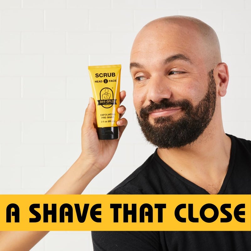 Bee Bald SCRUB Exfoliating Pre-Shave for Deep Cleans & Removing Pore Clogging Dirt, Oil & Dry Flaky Skin. Prepares You For a â€˜Super Close Shaveâ€™, 3 Fl Oz - Image 3