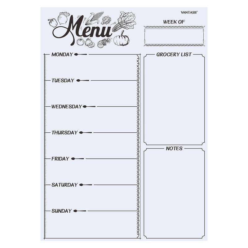 Vantasii Magnetic Refrigerator Whiteboard,Weekly Menu, Meal Planner, Grocery Shopping List, Dry Erase Board, for Kitchen Fridge with 8 Color Magnetic Markers (16inchx12inch) - Image 1