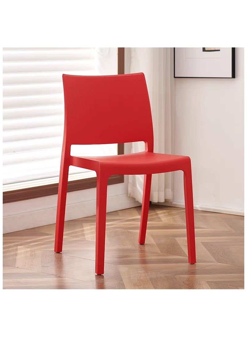 لاني كرسي بلاستيك عصري قابل للترصيص – كرسي طعام منتصف القرن ذو ظهر منحني للمطبخ، المطعم، الحديقة، المكتب (1 قطعة) - أحمر - Image 1