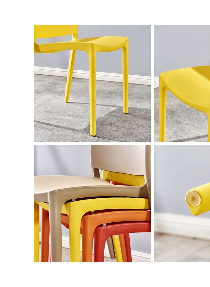 لاني كرسي بلاستيك عصري قابل للترصيص – كرسي طعام منتصف القرن ذو ظهر منحني للمطبخ، المطعم، الحديقة، المكتب (1 قطعة) - أحمر - Image 3