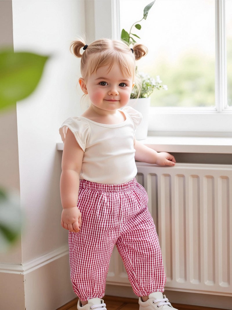 Kids Girls Boys Jogger Pants Loose Plaid Print Elastic Waist Trousers Casual Bottoms for Toddler Newborn Infant - Image 4