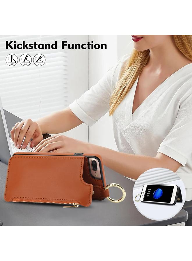 S-TOP Case For iPhone 8 Plus / 7 Plus RFlD Anti-theft Double Buckle Ring Zipper Card Phone Case - Image 4