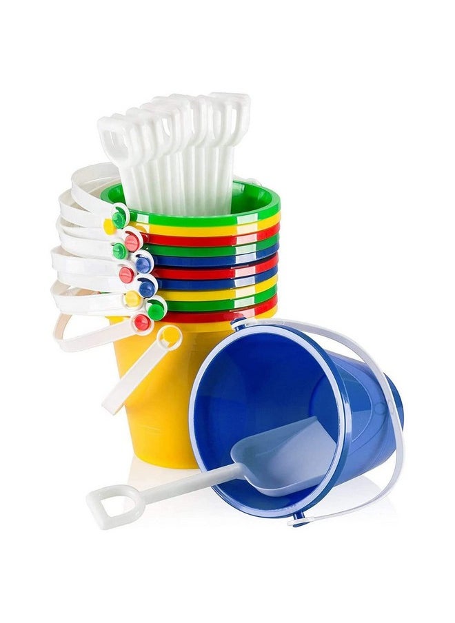 Top Race 12-Piece Sand Toy Set - Durable & Imaginative Beach Play Kit With Colorful Buckets & White Shovels. Perfect For Kids Ages 3-5, Beach Parties, Outdoor Fun Gift For Young Beach Enthusiasts  - Image 1