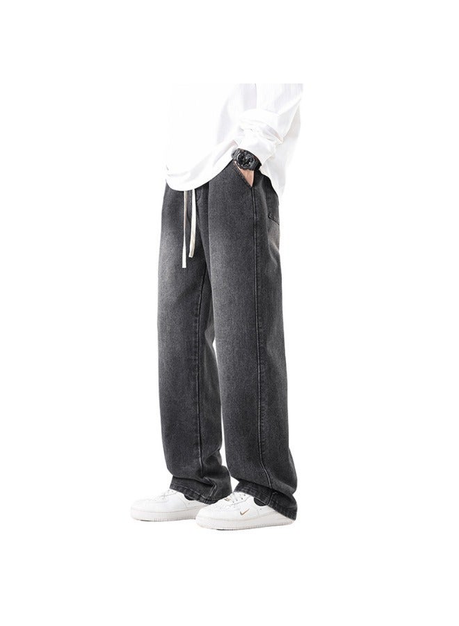 Autumn and winter new jeans men's drapey loose straight pants men's casual wide-leg pants