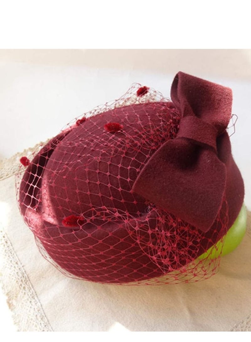 Y&D Pillbox Hat, Wedding Hat Caps with Veil Vintage Bow Fascinator Hats for Women A - Image 5