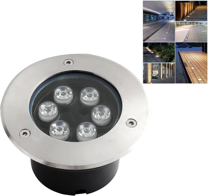 مصابيح LED أرضية مدمجة تحت الأرض مقاومة للماء IP66 للإضاءة الخارجية المستديرة المدفونة AC85-265V سبوت لايت لحديقة الممرات والمداخل والتراسات ومصابيح المناظر الطبيعية (أبيض 50 واط) - Image 1