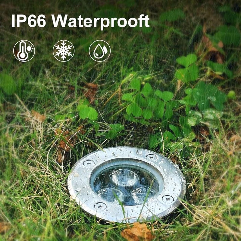 مصابيح LED أرضية مدمجة تحت الأرض مقاومة للماء IP66 للإضاءة الخارجية المستديرة المدفونة AC85-265V سبوت لايت لحديقة الممرات والمداخل والتراسات ومصابيح المناظر الطبيعية (أبيض 50 واط) - Image 2