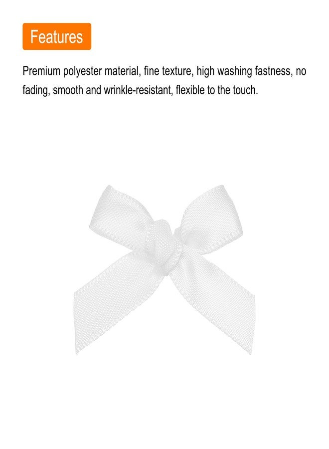 MECCANIXITY 50Pcs Mini Ribbon Bow 1.8 inch Mini Fabric Satin Ribbon Flower Bows for Craft DIY Sewing Wedding Birthday Party White - Image 4