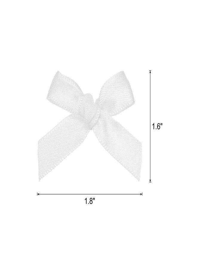 MECCANIXITY 50Pcs Mini Ribbon Bow 1.8 inch Mini Fabric Satin Ribbon Flower Bows for Craft DIY Sewing Wedding Birthday Party White - Image 2