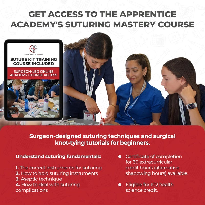 The Apprentice Doctor Suture Kit for Medical Students (Left Handed) + Access to The Apprentice Academy's in-Depth Online Suturing Course. Course & Practice Kit Designed by an Experienced Surgeon - Image 4