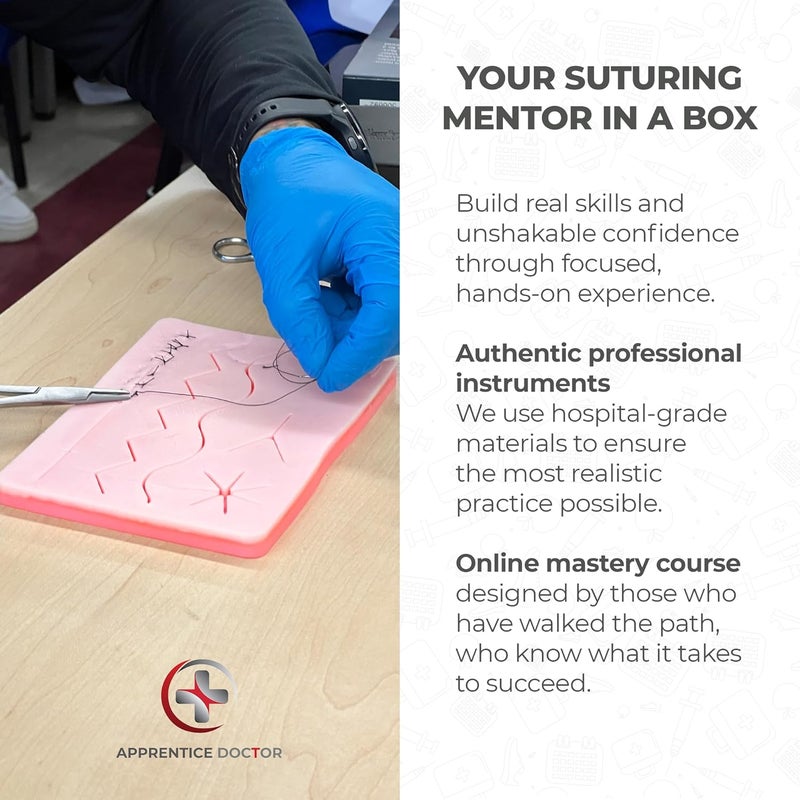 The Apprentice Doctor Suture Kit for Medical Students (Left Handed) + Access to The Apprentice Academy's in-Depth Online Suturing Course. Course & Practice Kit Designed by an Experienced Surgeon - Image 5