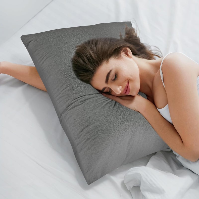 SEM B GRA 100% Waterproof Grey Pillow Protectors with Zipper Closure 16x25x5 Inch Size (2 Pack), Terry Cotton Pillow Covers, Bed Bug and Dust Mite Proof - Image 4