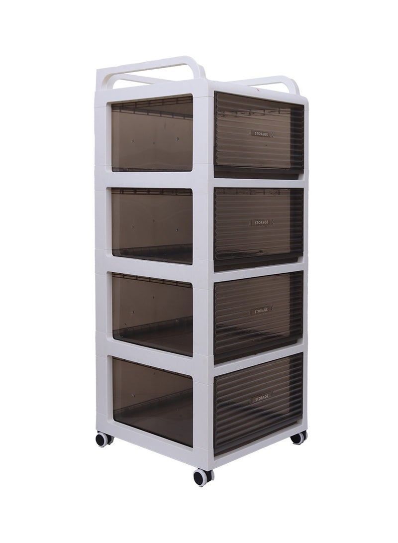 Raxoom 4-layer Plastic Storage Trolley Rack with 4 Tier Caster Wheels,Rolling Utility Cart Slide Out Storage Shelves Space Saving Home Storage Organizer Racks, White 41*35*104CM  - Image 2