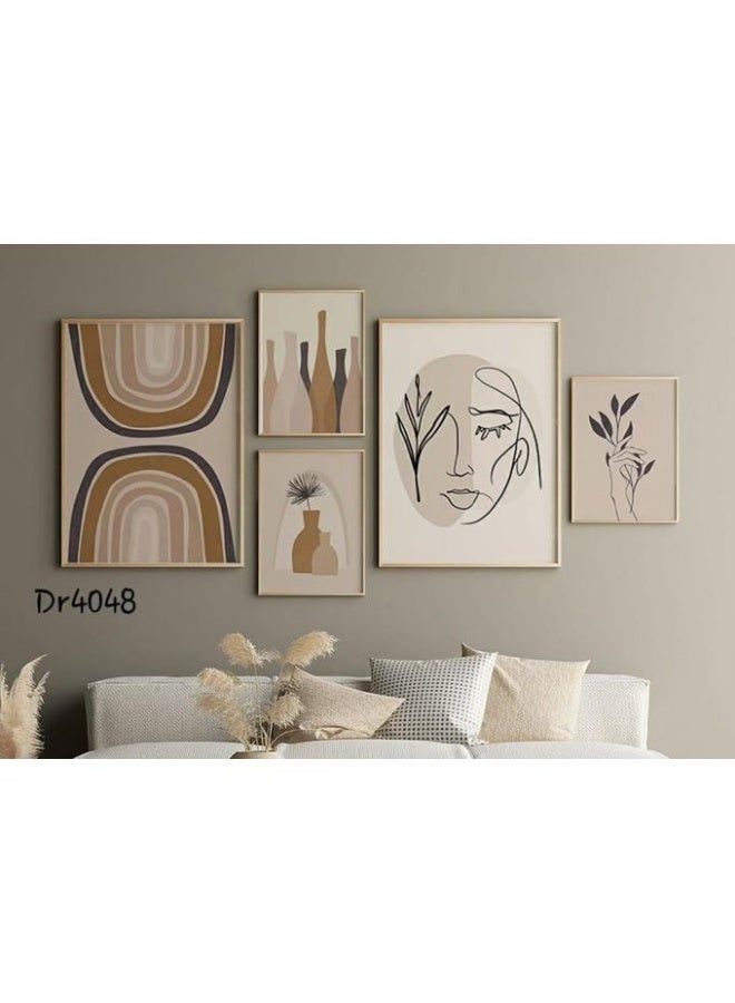 مجموعة تابلوه فنية من 5 قطع بإطار PVC  تصميم عصري وجميل Dr4048