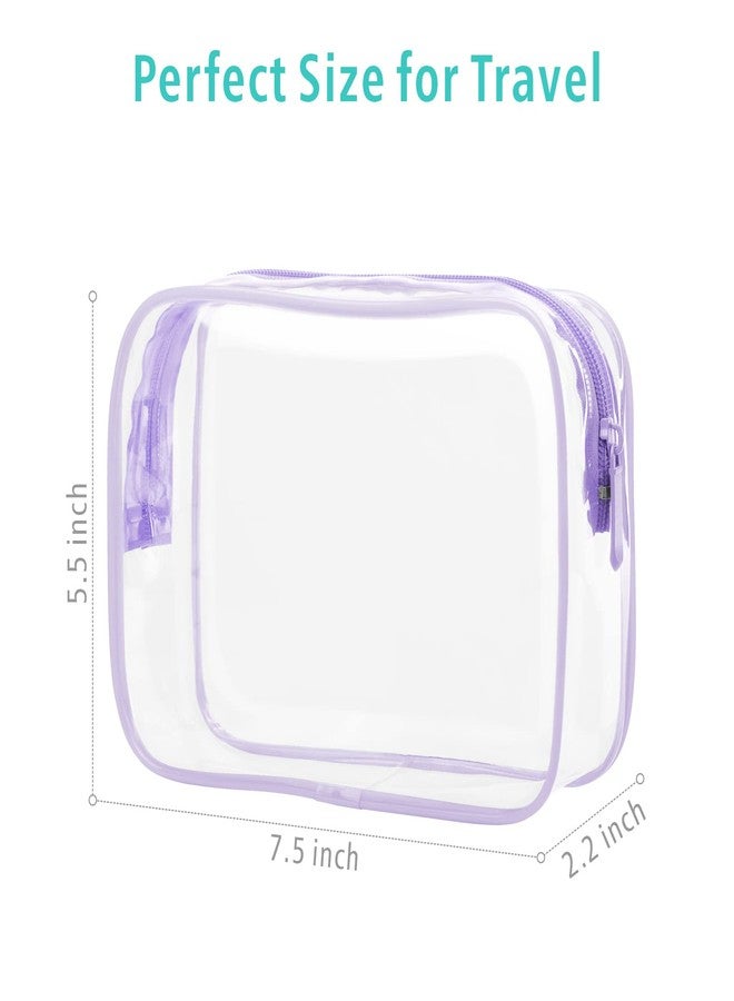 F-color TSA Approved Toiletry Bag - 3 Pack Clear Toiletry Bags Clear Makeup Cosmetic Bags for Women, Quart Size Travel Bag, Carry on Airport Airline Compliant Bag, Macaron Purple(for age 12 or above) - Image 3