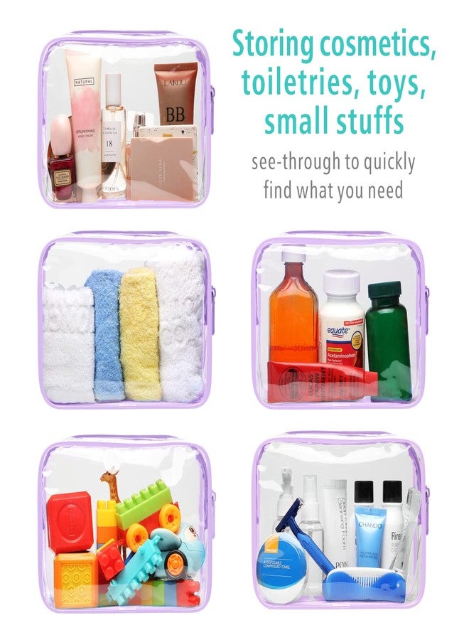 F-color TSA Approved Toiletry Bag - 3 Pack Clear Toiletry Bags Clear Makeup Cosmetic Bags for Women, Quart Size Travel Bag, Carry on Airport Airline Compliant Bag, Macaron Purple(for age 12 or above) - Image 5