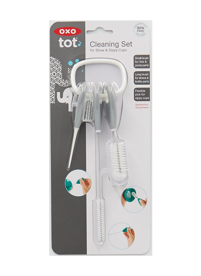 OXO TOT طقم تنظيف القشة وكوب الشرب - رمادي  - Image 2