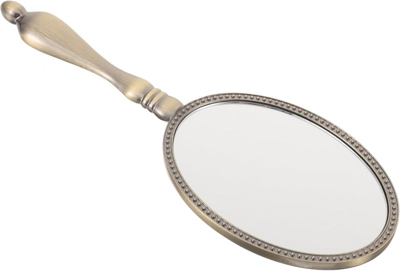 Handheld Makeup Mirror with Retro Handle Portable Vanity Hand Mirror for Women for Travel and Daily Use - Image 1