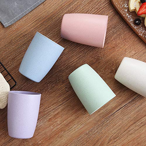 Choary Eco-friendly Unbreakable Reusable Drinking Cup for Adult(12 OZ), Wheat Straw Glasses Healthy Tumbler Set 5-Multicolor, Dishwasher Safe - Image 5