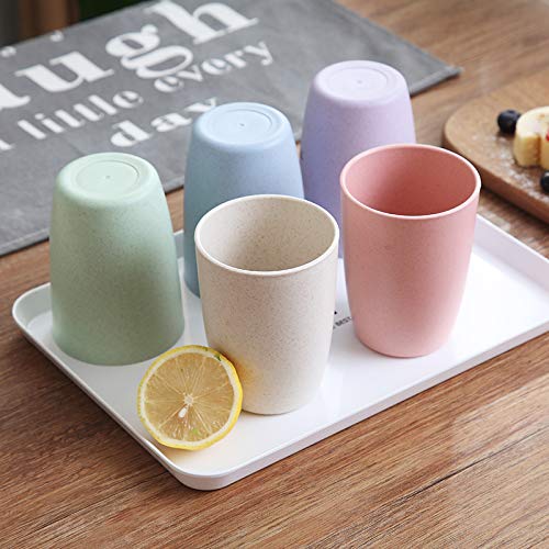 Choary Eco-friendly Unbreakable Reusable Drinking Cup for Adult(12 OZ), Wheat Straw Glasses Healthy Tumbler Set 5-Multicolor, Dishwasher Safe - Image 4