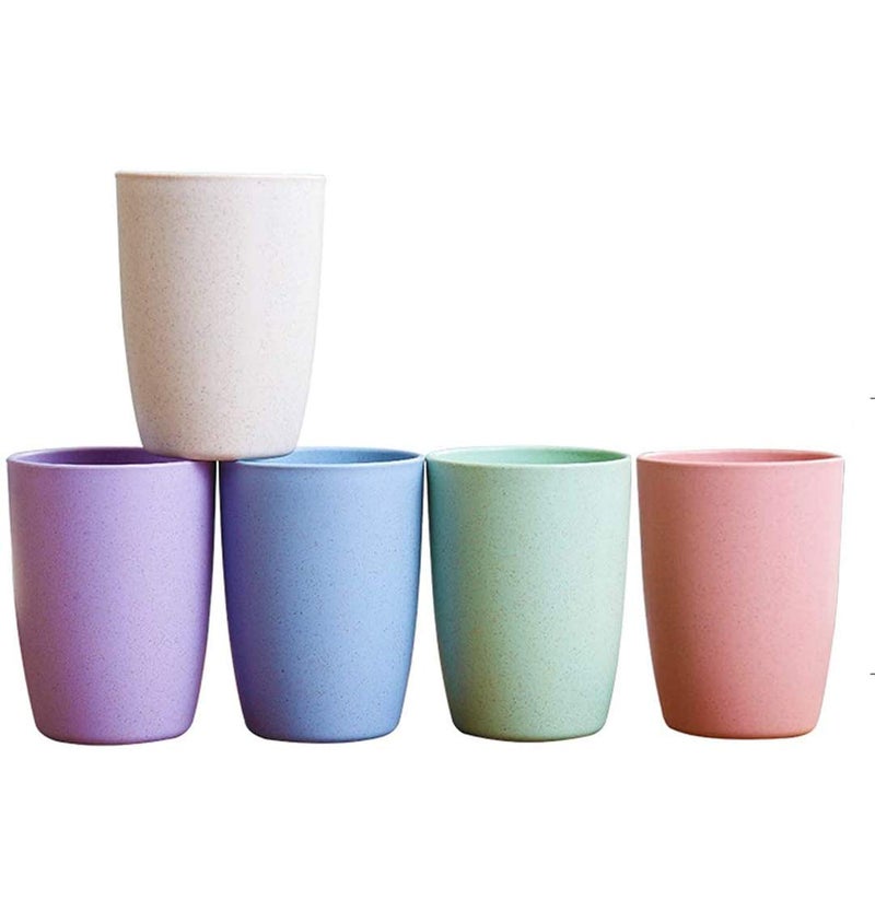 Choary Eco-friendly Unbreakable Reusable Drinking Cup for Adult(12 OZ), Wheat Straw Glasses Healthy Tumbler Set 5-Multicolor, Dishwasher Safe - Image 1