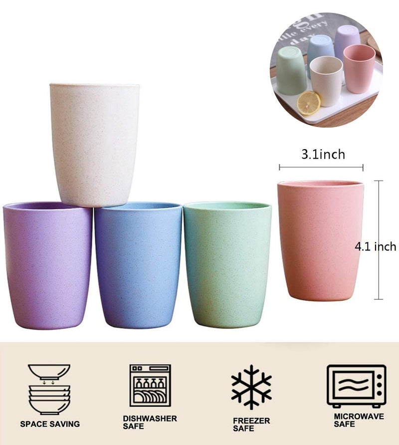 Choary Eco-friendly Unbreakable Reusable Drinking Cup for Adult(12 OZ), Wheat Straw Glasses Healthy Tumbler Set 5-Multicolor, Dishwasher Safe - Image 2