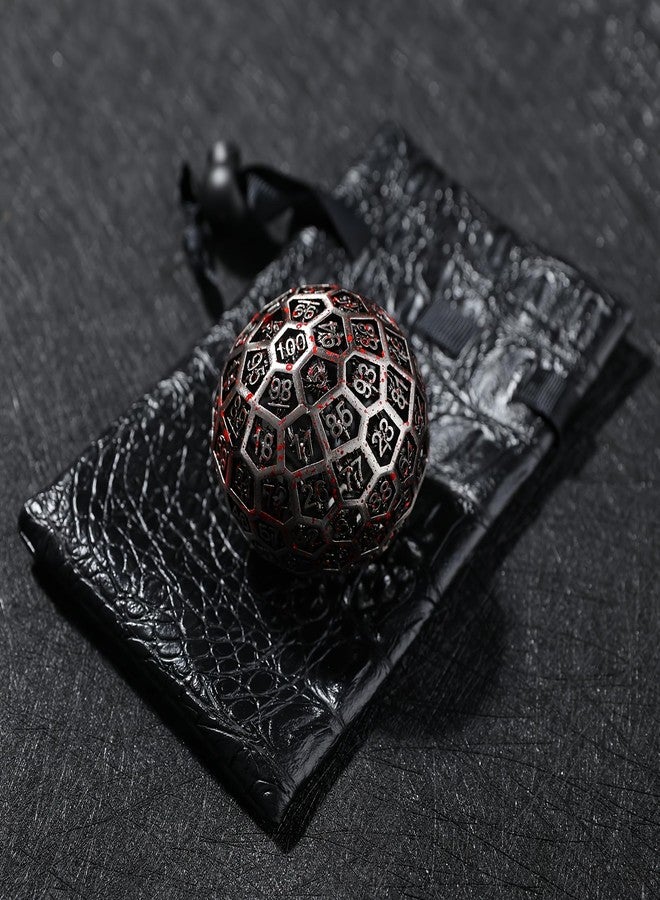 WizardsArcanum نرد WizardsArcanum Enchanted Hollow Metal D100 - نرد DND بحجم 50 مم لألعاب تقمص الأدوار D&D وألعاب الطاولة للاعبين، مع حقيبة جلدية (دموي) - Image 2