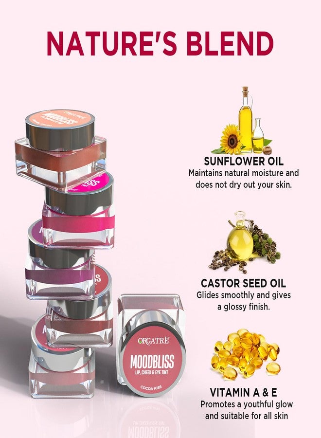 Orgatre Moodbliss Lip, Cheek & Eye Tint with Goodness of Kojic Acid and Retinol, Nourishes & Hydrates Dry Chapped Lips (Cotton Candy, 8GM) - Image 3