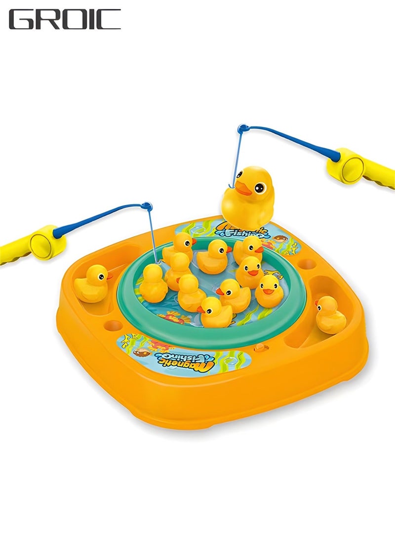 جرويك مجموعة ألعاب صيد الأسماك - 10 بطات، قطبين، لعبة لوحة دوارة مع موسيقى، مغناطيسية، حفلات - Image 1