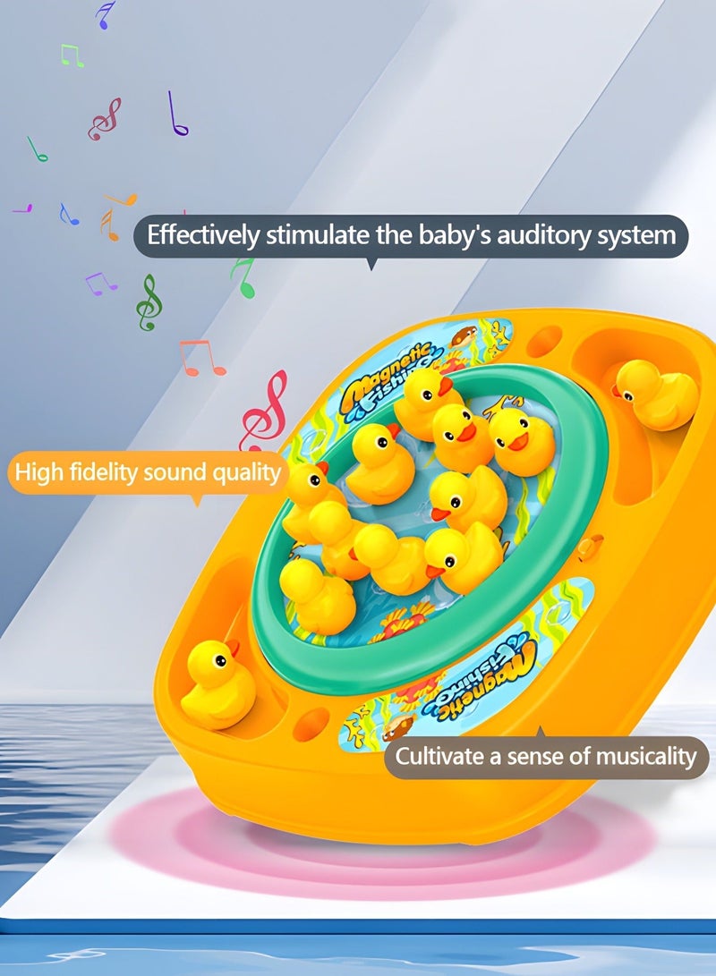 جرويك مجموعة ألعاب صيد الأسماك - 10 بطات، قطبين، لعبة لوحة دوارة مع موسيقى، مغناطيسية، حفلات - Image 4