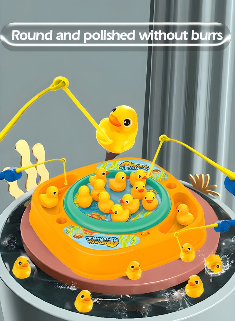 جرويك مجموعة ألعاب صيد الأسماك - 10 بطات، قطبين، لعبة لوحة دوارة مع موسيقى، مغناطيسية، حفلات - Image 2