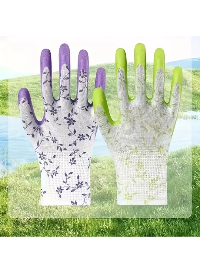 Green Lightweight Breathable Gloves Adhesive Palm For Outdoor Crafts Planting - Image 1