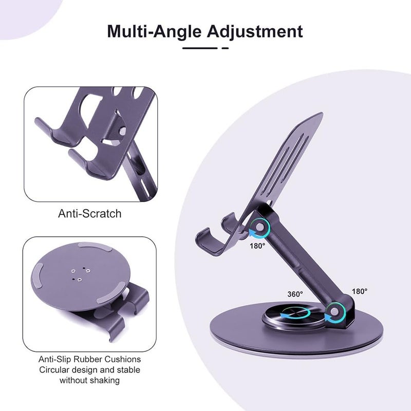 keeshar DeskPro K5 360° Rotating Adjustable Metal Mobile Stand | Foldable Metal Phone Holder with an - Image 3